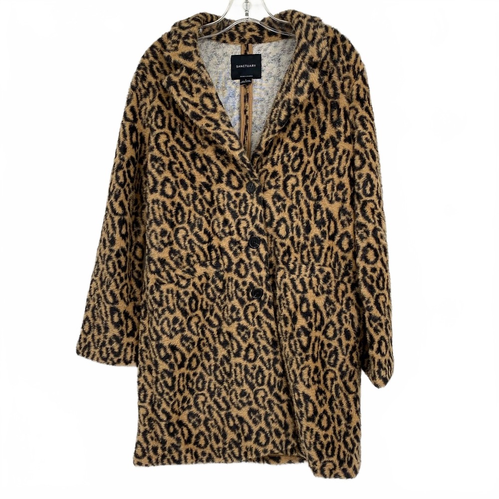 Sanctuary Brown Black Faux Fur Nylon Pea Coat | Women’s S Regular